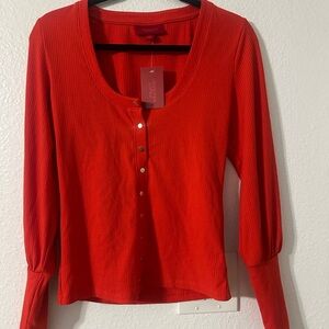 Jennifer Lopez Red Button-Up Top